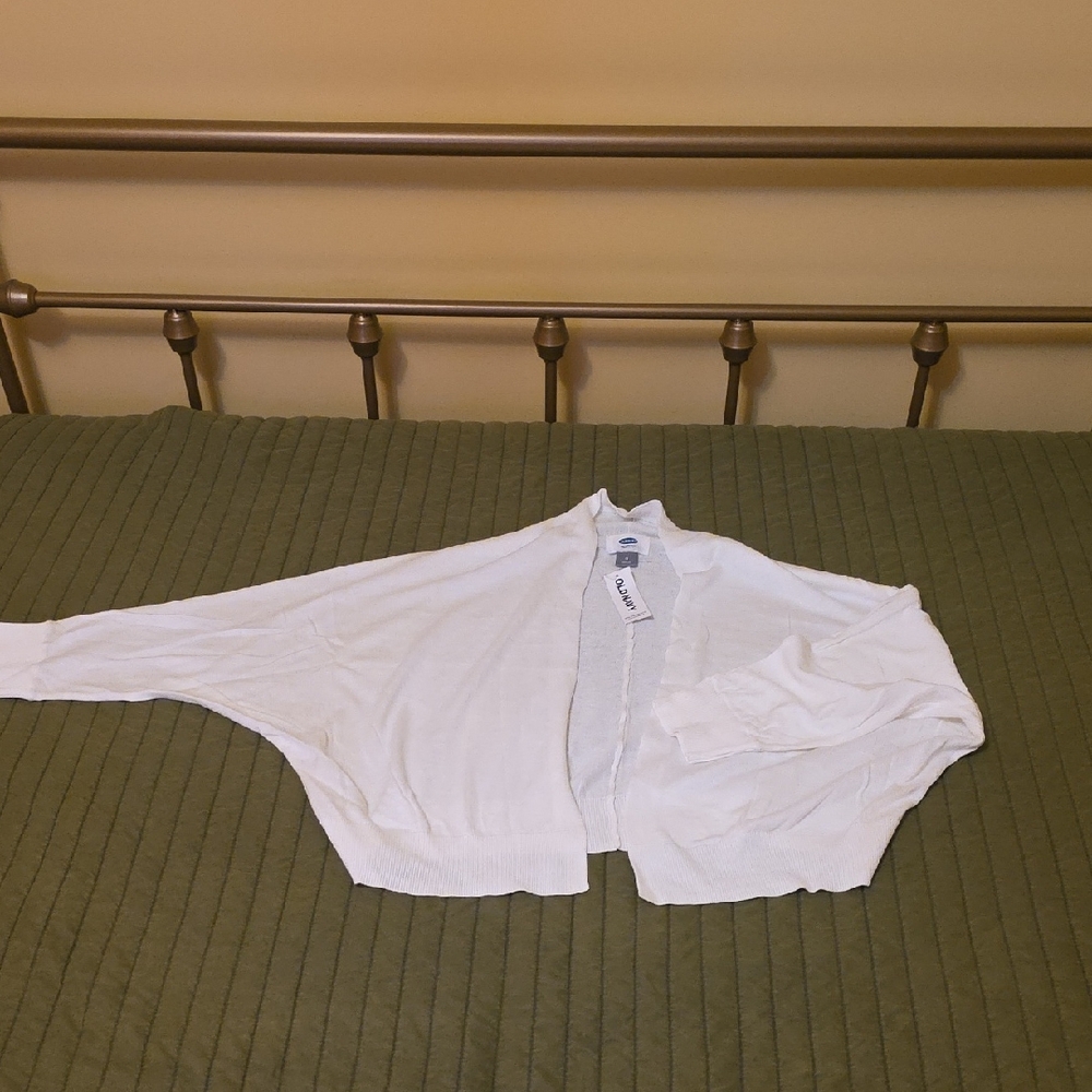 White Open Front Cardigan